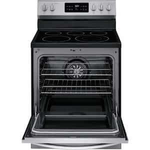 30 in. 5.4 cu. ft. Single Oven Electric Range with Steam Clean Quick Bake Convection Smudge-Proof Stainless Steel Oven