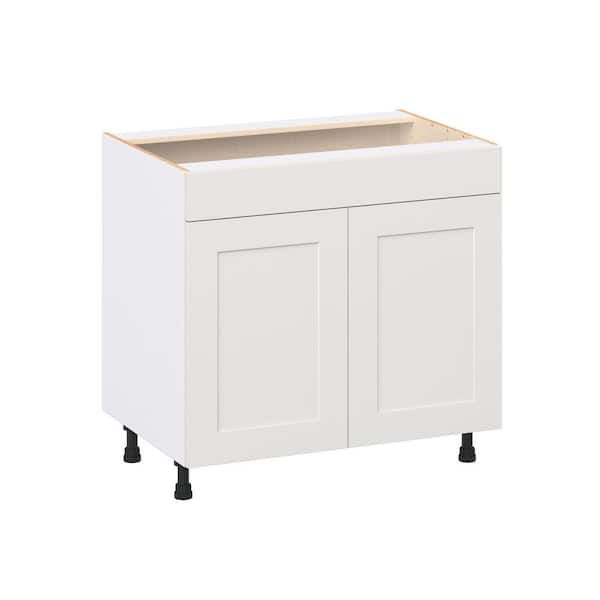 Roseland 36 in. W x 24 in. D x 34.5 in. H Assembled Shaker Sink Base Kitchen Cabinet in Warm White with Falsefront