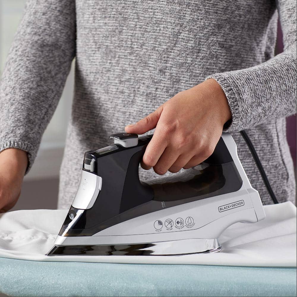 Allure Digital Black and Silver Professional Steam Iron with Stainless Steel Soleplate