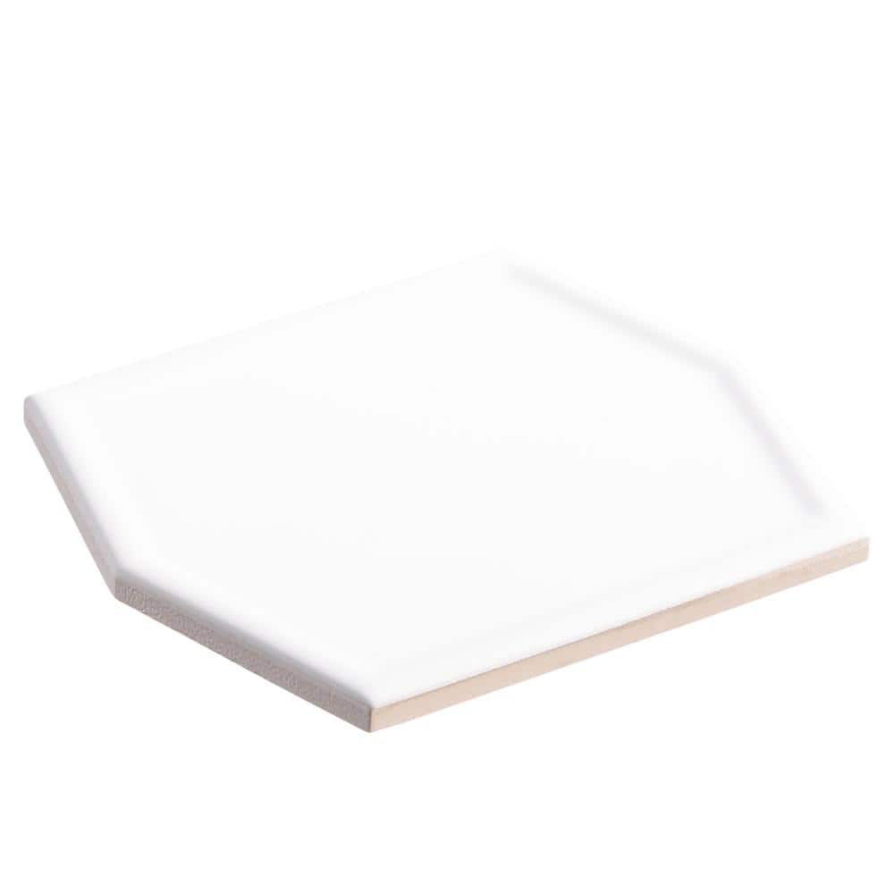 Glossy White Hexagon Ceramic Wall Tile 5" x 6"