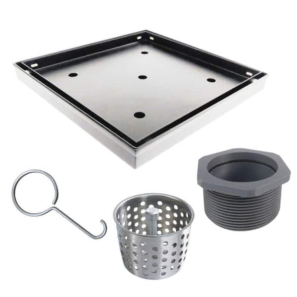 Flip series 6 in. x 6 in. Stainless Steel Shower Drain with Tile Insert and USA Flag Drain Cover