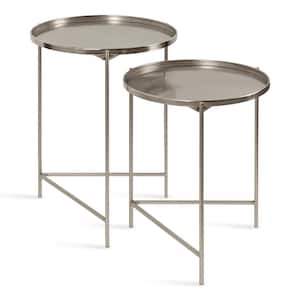 Ulani 18.50 in. D Silver 24.00 in. H Round Metal End Table
