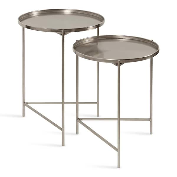 Kate and Laurel Ulani 18.50 in. D Silver 24.00 in. H Round Metal End Table