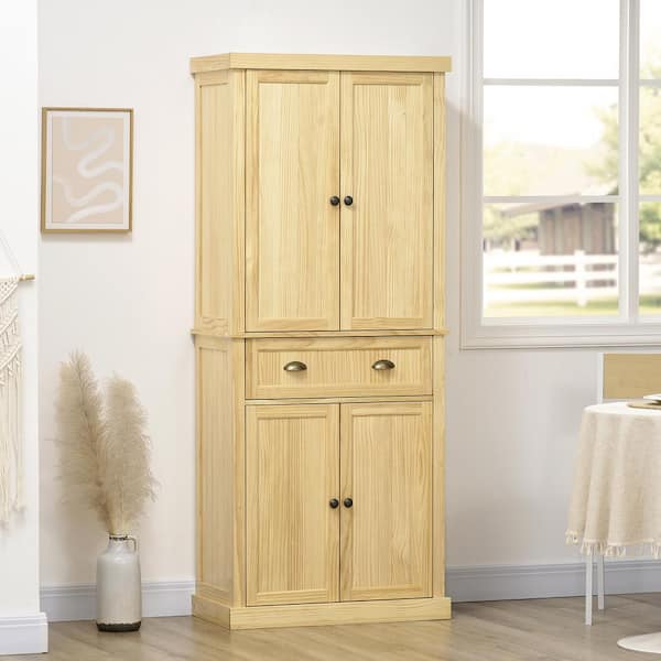 Tall Kitchen Pantry Solid Wood Storage Cabinet Cupboard Organizer Bath Dark  Oak