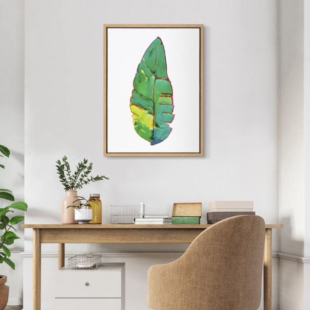 Natural Framed Banana Leaf Canvas Wall Art, 18x24