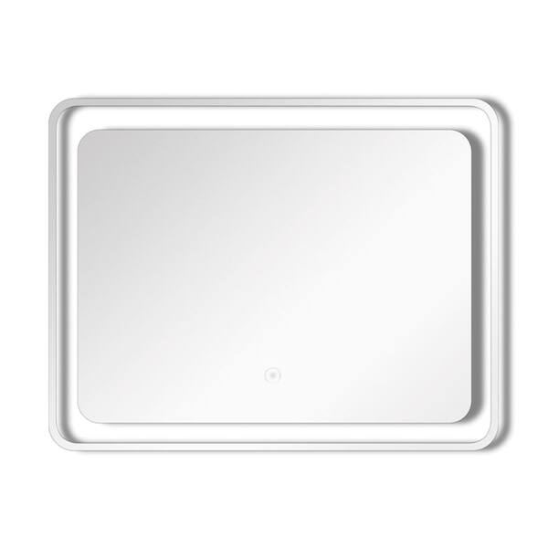 Transolid Gabriel 23.62 in. W x 19.69 in. H Frameless Square LED Light Bathroom Vanity Mirror in Silver