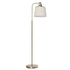 56 in. Brushed Gold 1 LED 40W Dimmable temperature-changing Standard Floor Lamp with adjustable fabric ivory lamp shade