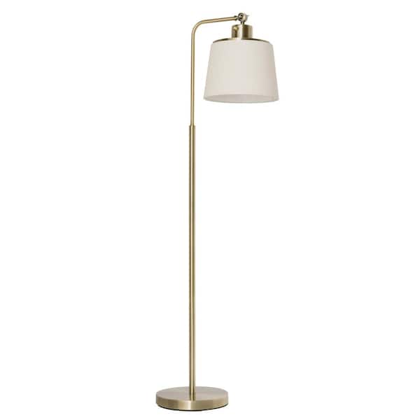 DAYLIGHT24 56 in. Brushed Gold 1 LED 40W Dimmable temperature-changing Standard Floor Lamp with adjustable fabric ivory lamp shade