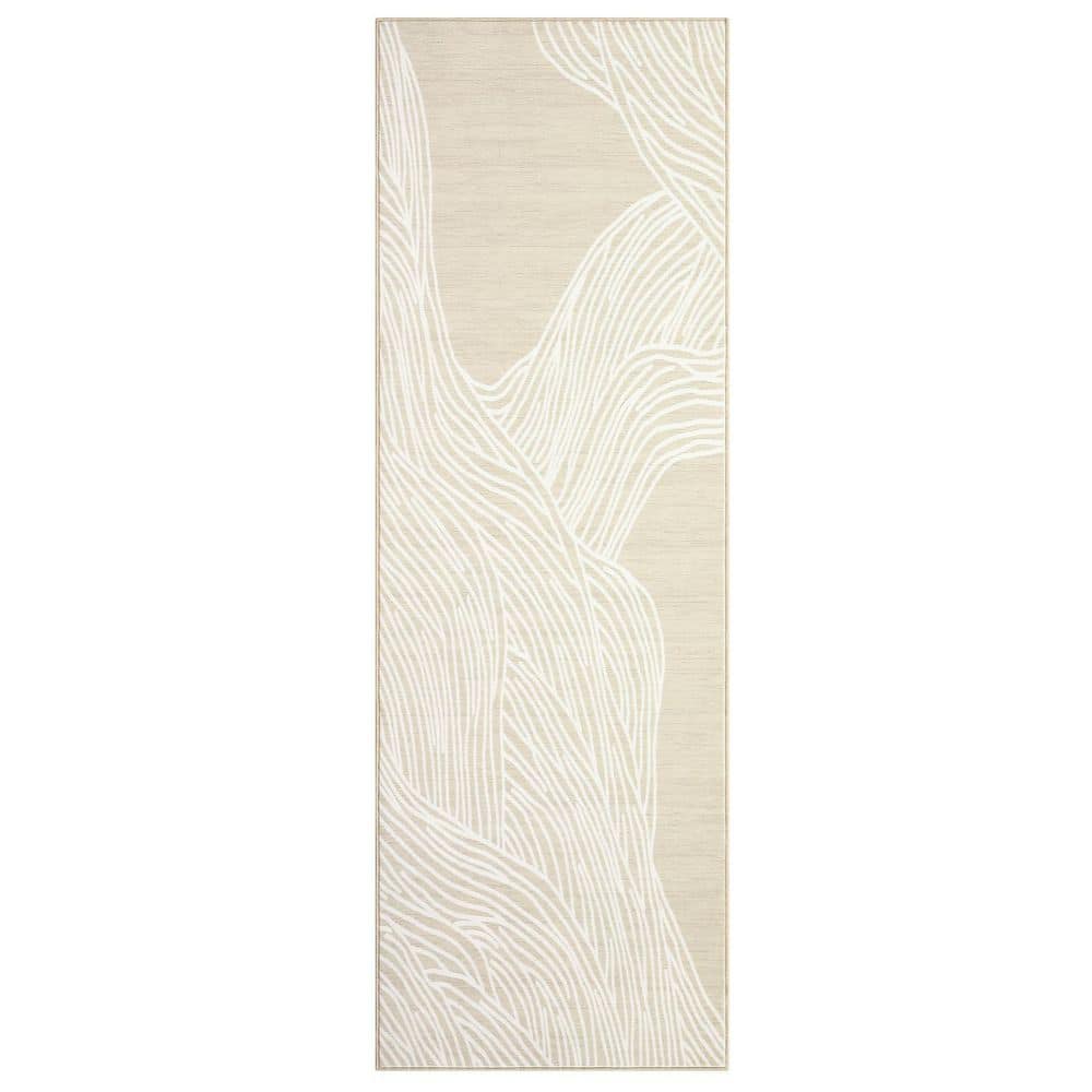 Garvee Camel 2x6ft Modern Abstract Carpet Washable Rug Living Room ...