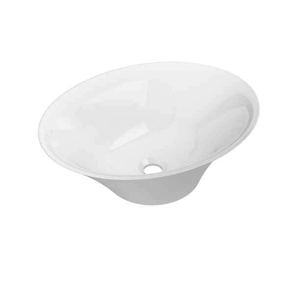ROSALIA 20 in . Round Vessel Bathroom Sink in White Gloss Luxecast Solid Surface