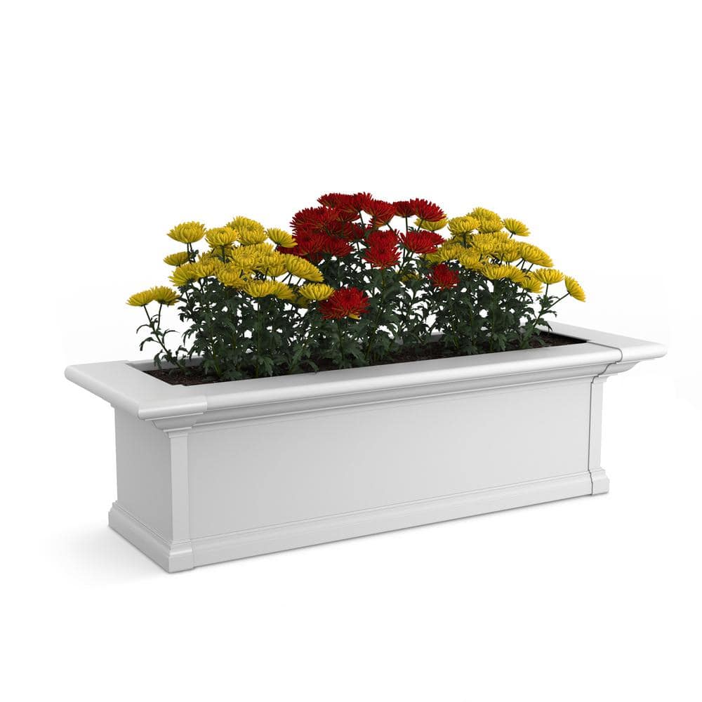 Mayne Yorkshire 3ft Window Box - Customizable - Vinyl Planter Box - White (4823-W)