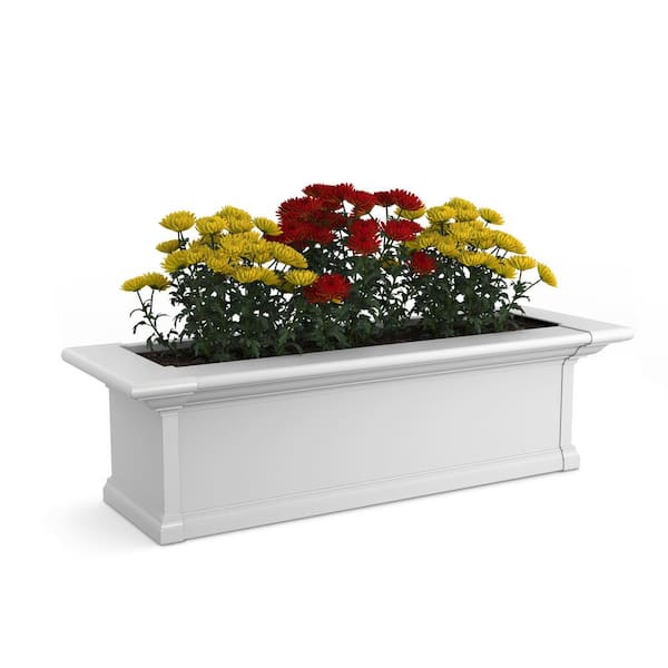 Yorkshire 36 in. x 12 in. Self Watering White Vinyl Window Box