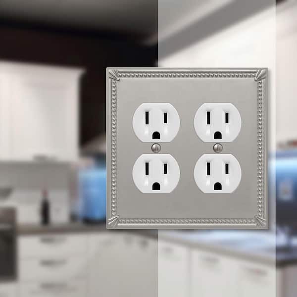 Imperial Bead 2 Gang Duplex Metal Wall Plate - Brushed Nickel