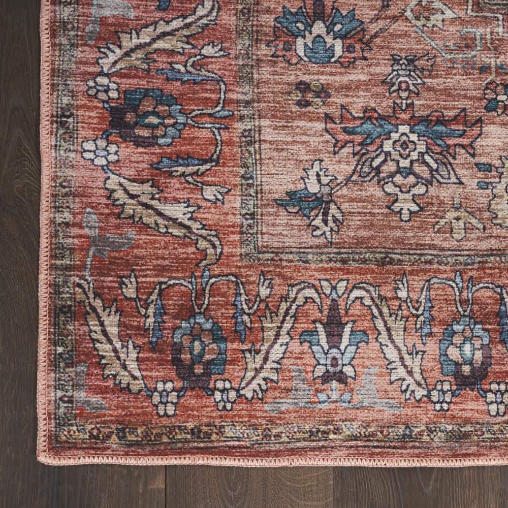 Ivory and Brick 5' x 7' Reversible Flat Woven Synthetic Rug