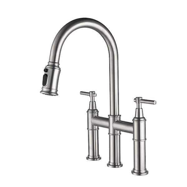 Unbranded Single Handle Pull Down Sprayer Kitchen Faucet with Advanced Spray, Pull Out Spray Wand in Brushed Nickel