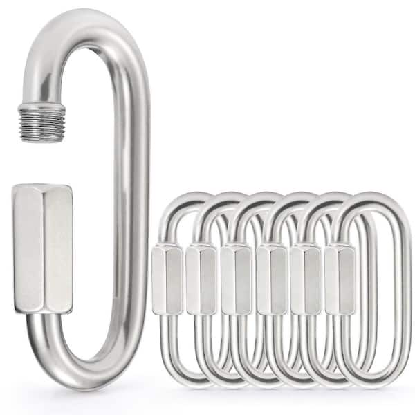 Stainless Steel Chain Quick Links - 304 Stainless Steel Connector, Screw Carabiner, Chain Hooks, 6-Pack
