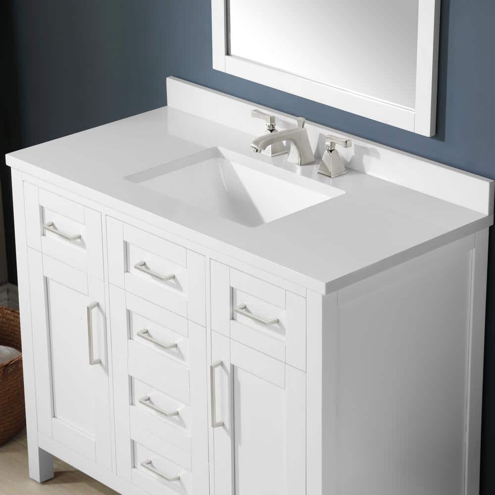 Tahoe 42" Pure White Engineered Stone Single Sink Vanity Set