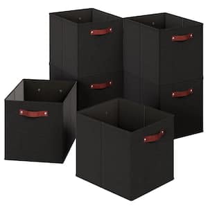 Ornavo Home Black 13 in. x 13 in. x 13 in. Linen Fabric Decorative