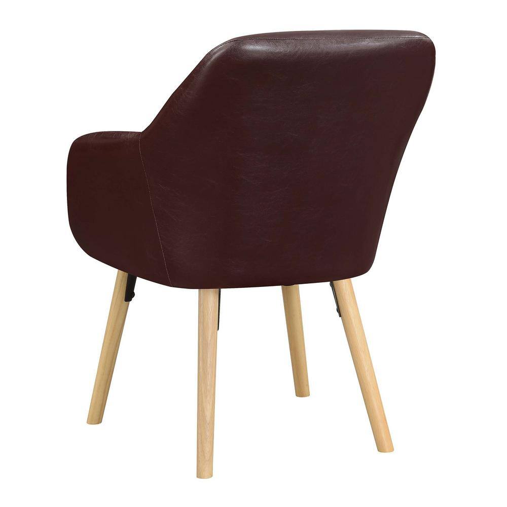 Espresso Faux Leather and Velvet Wingback Accent Chair