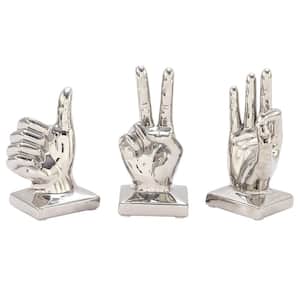 Silver Porcelain Hands Sculpture (Set of 3)