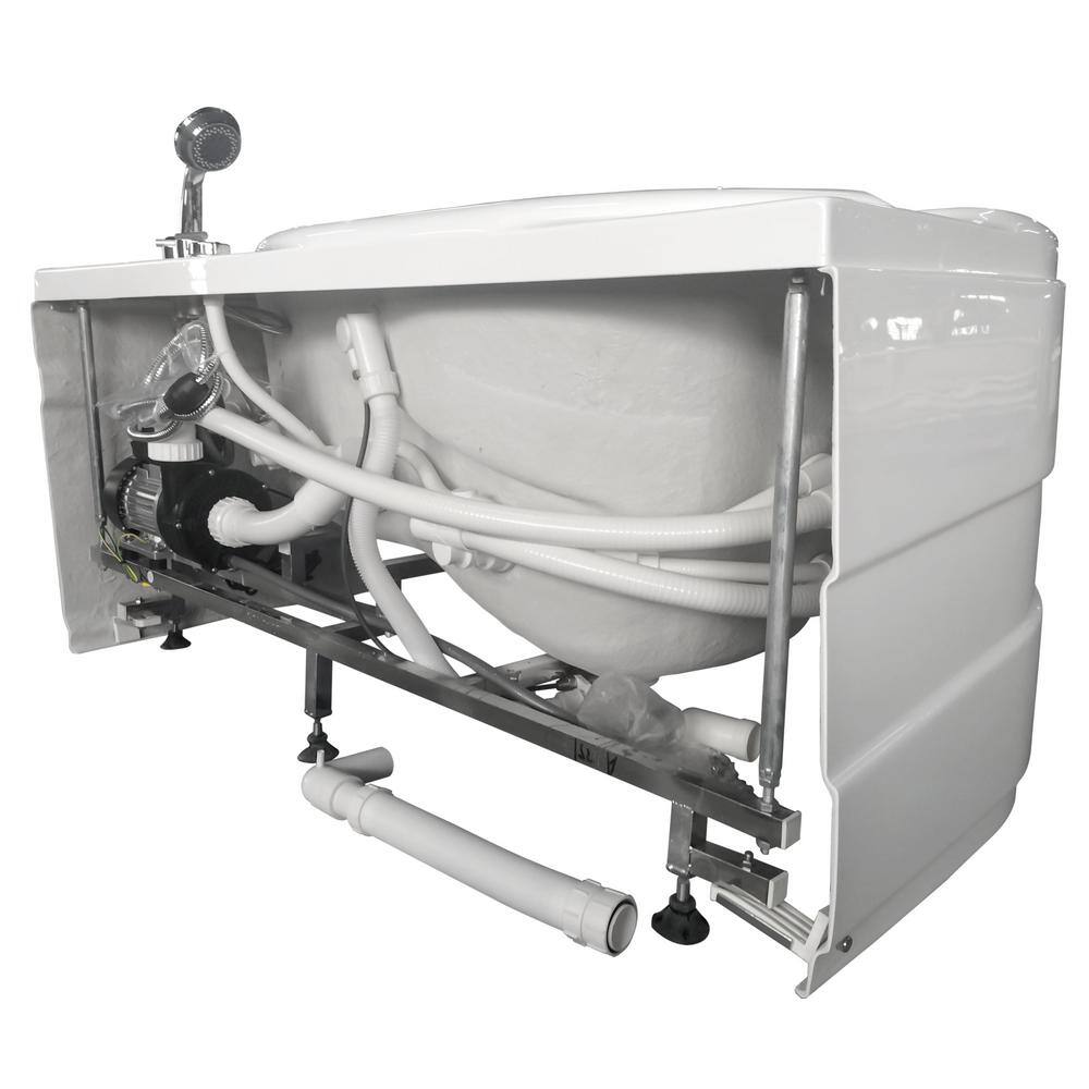 White Acrylic Corner Whirlpool Bathtub with Right Drain