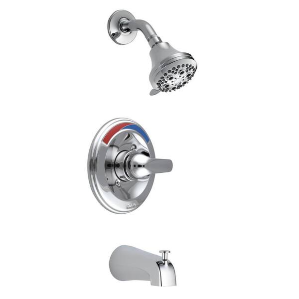 Delta 1-Handle Wall Mount Tub and Shower Faucet Trim Kit in Chrome (Valve Not Included)