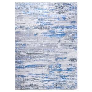 Boho Patio Collection Blue 3' x 5' Rectangle Residential Indoor-Outdoor Throw Rug