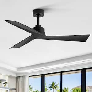 Trendy 52 in. 6 Speeds Indoor Black Ceiling Fan with DC Motor, Downrod and Remote Control