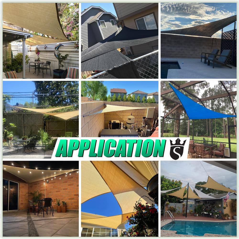 Blue Polyethylene Triangle Sun Shade Sail for Patio, 24' x 24' x 33.9'