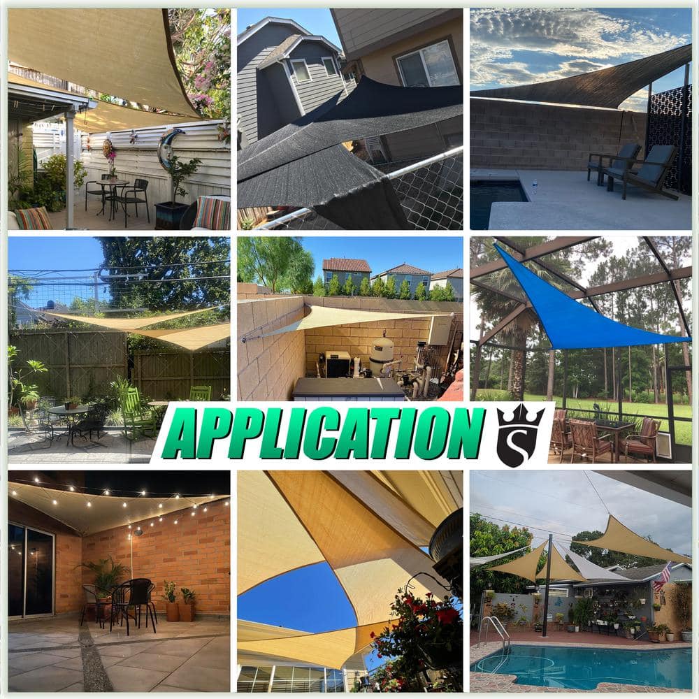 White Polyethylene Right Triangle Sun Shade Sail Canopy, 10' x 10' x 14.1'