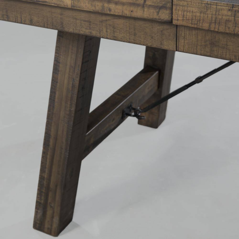 Smokey Walnut Extendable Dining Table Set with Cream Upholstery