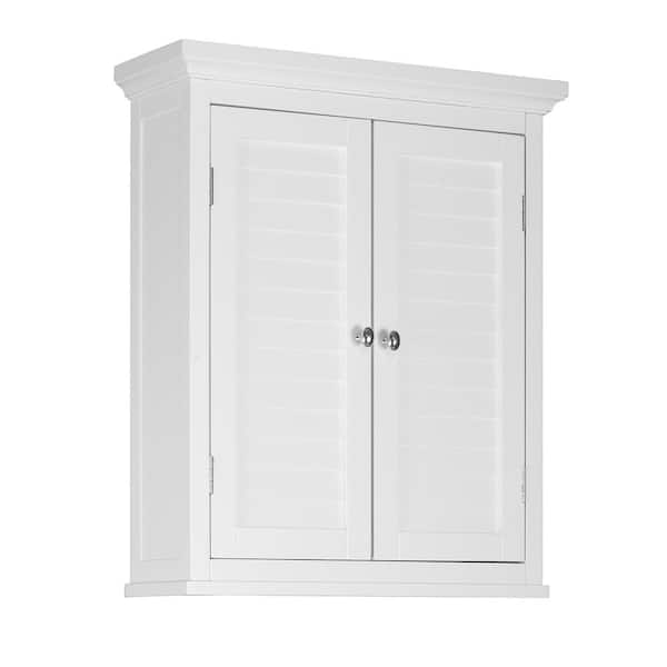 Teamson Home Glancy 7 in. D x 20 in. W x 24 in. H Bathroom Storage Wall Cabinet with 2 Shutter Doors in White