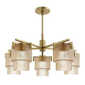 Ontario 5-Light Luxe Gold Shaded Round Chandelier for Dining Room with No Bulbs Included