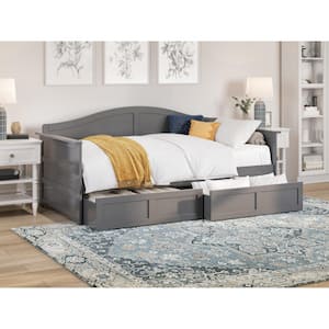 Acadia Grey Twin Solid Wood Daybed with Set of 2-Bed Drawers