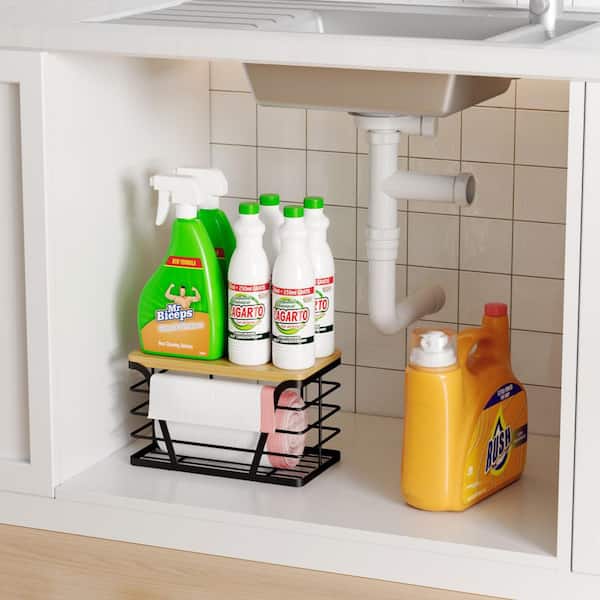 Wudkey Black Wall Mount Stainless Steel Trash Bag Holder with