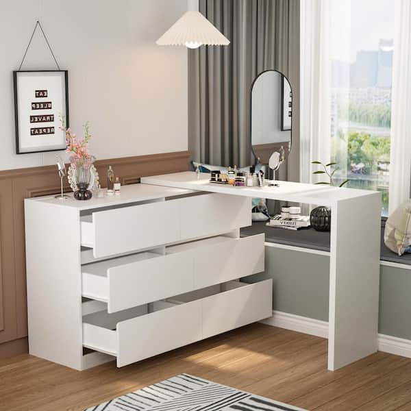 FUFU&GAGA 6-Drawer L-Shaped Chest of Drawers Cabinet with