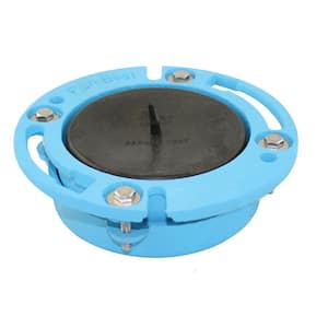 4 in. x 2 in. No Caulk Code Blue Cast Iron Slotted Closet (Toilet) Flange with Test Cap for Cast Iron or Plastic Pipe