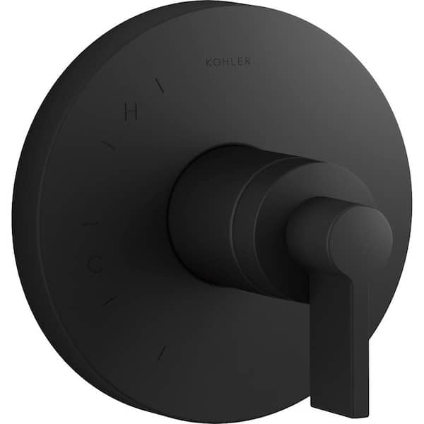 KOHLER Components Rite-Temp 1-Handle Shower Valve Trim Kit with Lever Handle in Matte Black (Valve Not Included)