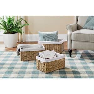 Rectangular Seagrass Lined Storage Baskets (Set of 3)
