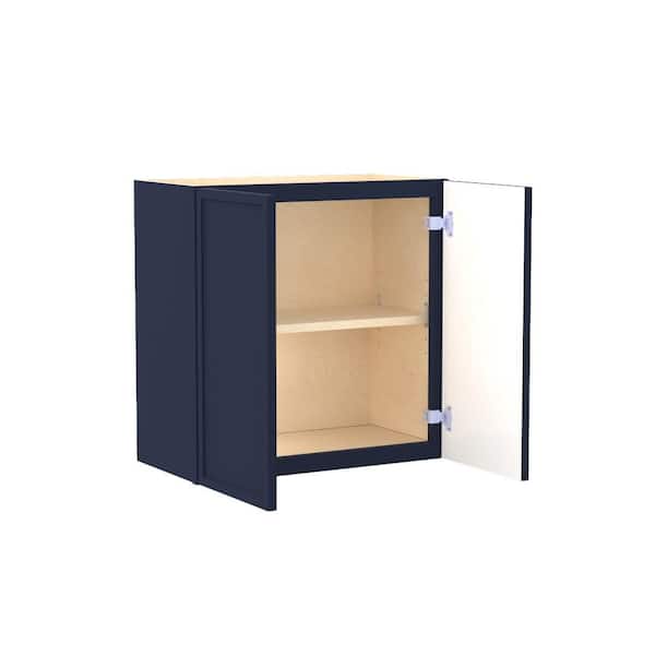 Franklin 24 in. W x 12 in. D x 24 in. H Assembled Plywood Wall Bridge Kitchen Cabinet in Vessel Blue with Soft Close