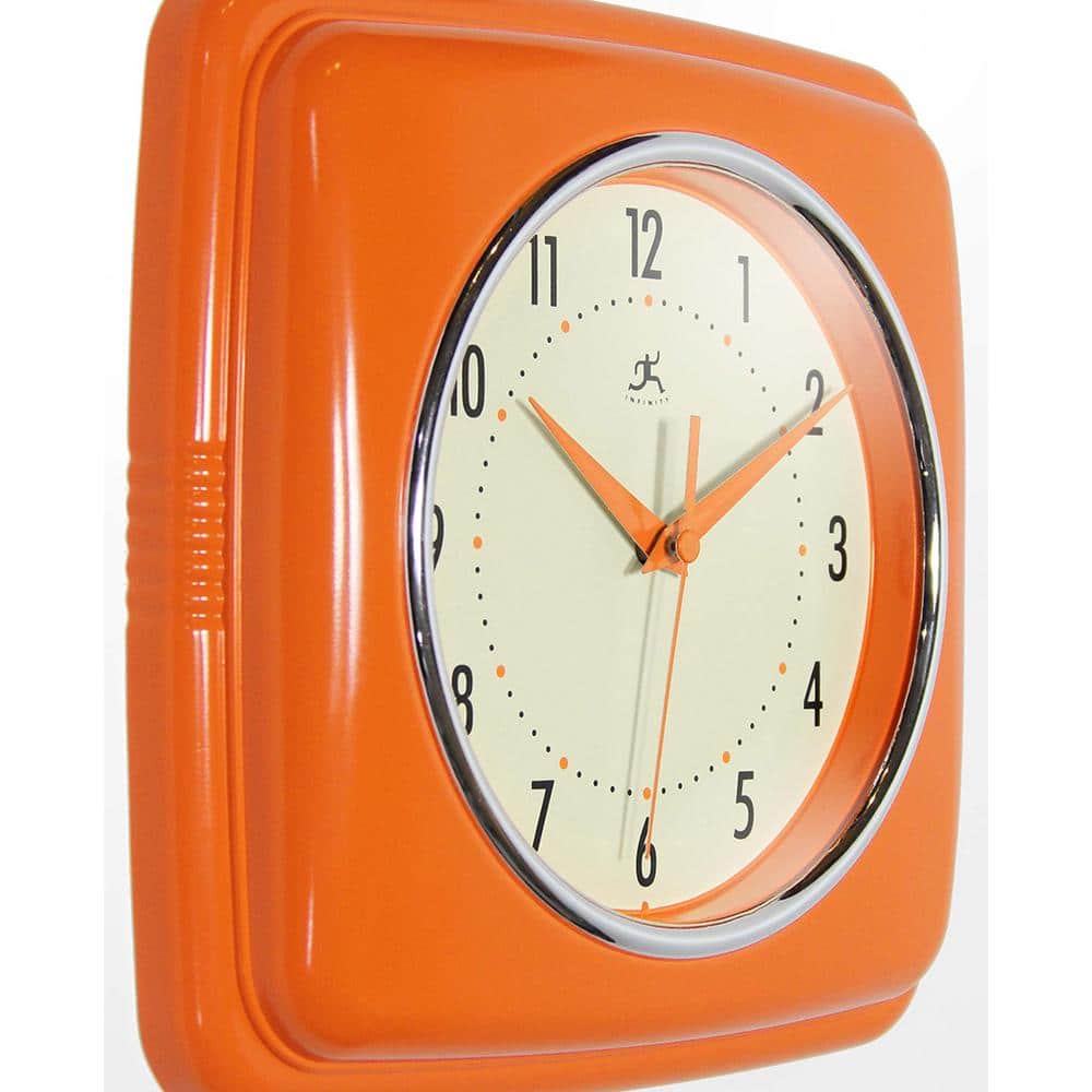 Retro Orange Square 9.5" Silent Quartz Wall Clock