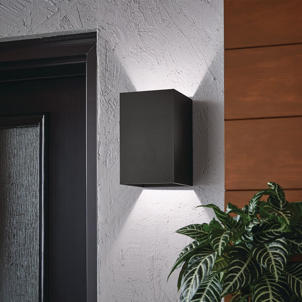 Greeleyville 8 in. 1-Light Sand Black Integrated LED Hardwired Outdoor Wall Light Lantern Sconce price history on PriceWatchPro