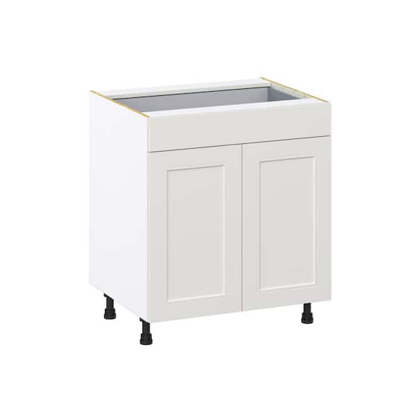 J COLLECTION Galveston 30 in. W x 24 in. D x 34.5 in. H Assembled Shaker Base Kitchen Cabinet in Light Grey with Drawer