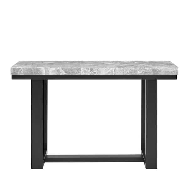 Steve Silver Lucca 48 in. L x 30 in. H Espresso Rectangle Gray Marble Top Sofa or Console Table