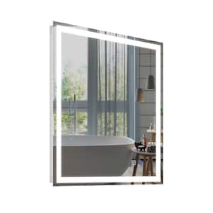 24 in. W x 32 in. H Rectangular Frameless Anti-Fog Backlit Frontlit Wall Mount LED Bathroom Vanity Mirror in Silver