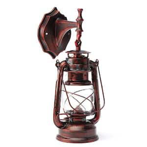 7.08 in. 1 Light Red Bronze Retro Rustic Outdoor/Indoor Wall Sconce Wall Light with Clear Plastic Shade