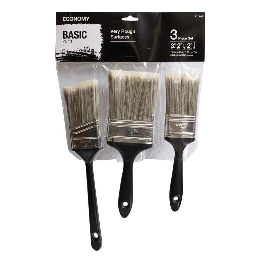 UTILITY 2 in. Flat Cut, 3 in. Flat Cut and 2 in. Angled Sash Utility Paint  Brush Set (3-Piece) A227 - The Home Depot