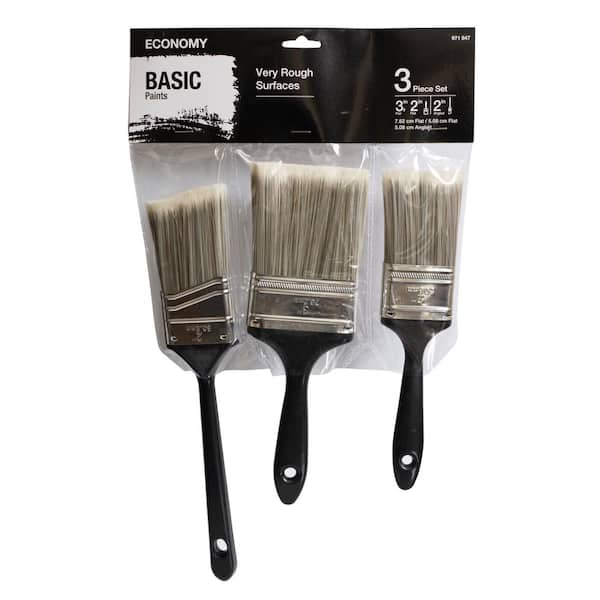 Unbranded UTILITY 2 in. Flat Cut, 3 in. Flat Cut and 2 in. Angled Sash Utility Paint Brush Set (3-Piece)