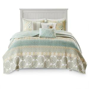 Felicity 6-Piece Green Full/Queen Reversible Coverlet Set