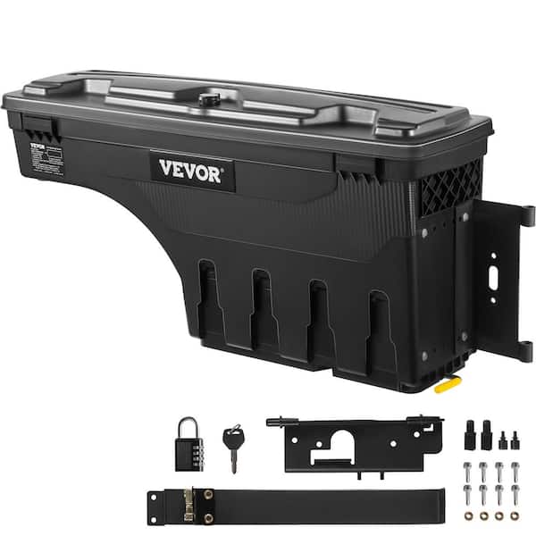 VEVOR 28 in. ABS Truck Bed Storage Box 6.6 Gal. Passenger Side Truck Tool Box with Padlock for Dodge Ram 1500 2019-2023, Black